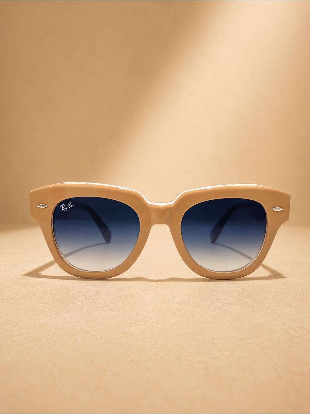 NEW Ray-Ban RB2186 State Street Square Sunglasses Nude With Gradient Blue Lenses